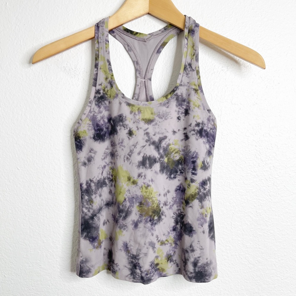 Lululemon Racerback Tank Top Align Tie Dye‎ Purple Green Womens Size 2